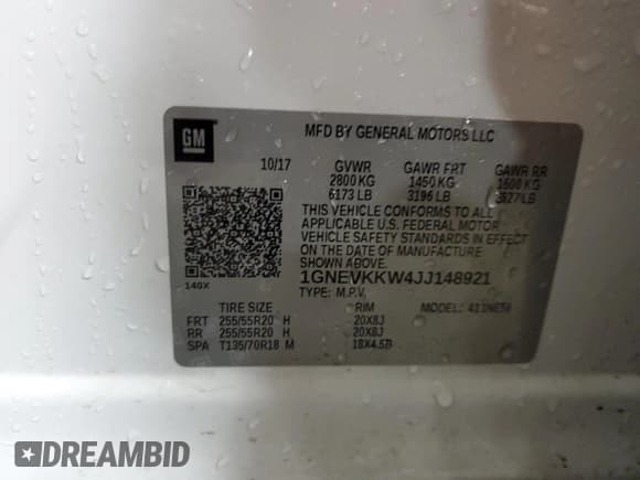 ✅ 2018 Chevrolet Traverse High Country • VIN: 1GNEVKKW4JJ148921 • Lot: 61195034. Wystawiony na Copart z przebiegiem 87 203 mil. Bezpłatny archiwum sprzedaży aukcyjnych z USA i szczegółowy raport historii pojazdu na DreamBid. Zdjęcie 14.