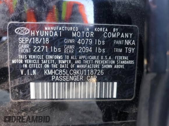 2019 Hyundai Ioniq Limited z VIN KMHC85LC9KU118726, wystawiony jako Copart lot #76720164 z przebiegiem 92 565 mil mil oraz Szkoda całkowita • Salvage title. Historia ofert i sprzedaży dostępna na DreamBid. Obrazek 12.