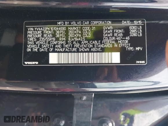 ✅ 2016 Volvo XC90 T6 Momentum • VIN: YV4A22PK1G1044690 • Lot: 42771863. Wystawiony na IAAI z przebiegiem 122 287 mil. Bezpłatny archiwum sprzedaży aukcyjnych z USA i szczegółowy raport historii pojazdu na DreamBid. Zdjęcie 9.