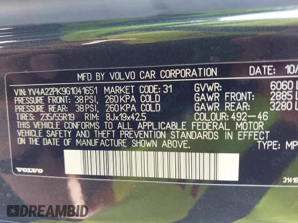 ✅ 2016 Volvo XC90 T6 Momentum • VIN: YV4A22PK9G1041651 • Лот: 43219680. Опубликован ранее на IAAI с пробегом 105 665 миль. Бесплатный доступ к архиву аукционных продаж из США и подробный отчёт об истории автомобиля на DreamBid. Изображение 9.