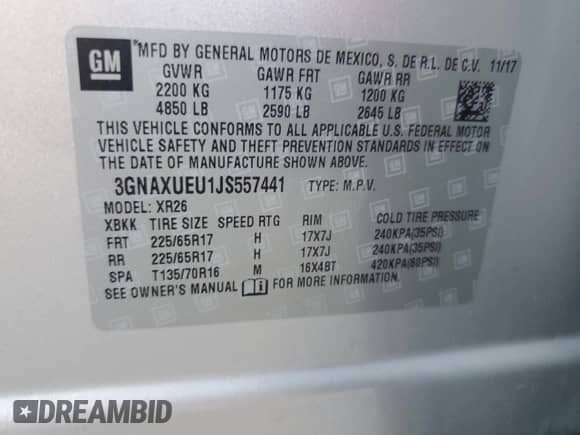 2018 Chevrolet Equinox LT с VIN 3GNAXUEU1JS557441, выставлен на аукционе Copart как лот 80343475 с пробегом 97 903 миль миль и Списание • Salvage title. История ставок и продаж доступна на DreamBid. Изображение 12.