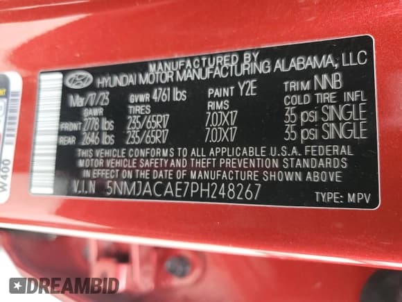 ✅ 2023 Hyundai Tucson SE • VIN: 5NMJACAE7PH248267 • Lot: 60625444. Wystawiony na Copart z przebiegiem Nie podano. Bezpłatny archiwum sprzedaży aukcyjnych z USA i szczegółowy raport historii pojazdu na DreamBid. Zdjęcie 14.