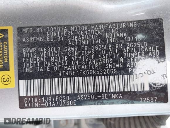 2016 Toyota Camry XLE с VIN 4T4BF1FK6GR532069, выставлен на аукционе IAAI как лот 43045350 с пробегом 73 534 миль миль и . История ставок и продаж доступна на DreamBid. Изображение 9.