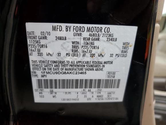 ✅ 2010 Ford Escape XLT • VIN: 1FMCU9DG8AKC23465 • Лот: 91444575. Опубликован ранее на Copart с пробегом 80 982 миль. Бесплатный доступ к архиву аукционных продаж из США и подробный отчёт об истории автомобиля на DreamBid. Изображение 13.