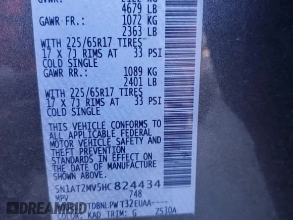 ✅ 2017 Nissan Rogue S • VIN: 5N1AT2MV5HC824434 • Lot: 82475775. Wystawiony na Copart z przebiegiem 111 170 mil. Bezpłatny archiwum sprzedaży aukcyjnych z USA i szczegółowy raport historii pojazdu na DreamBid. Zdjęcie 14.