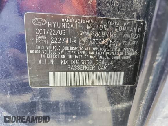 ✅ 2007 Hyundai Elantra GLS • VIN: KMHDU46D67U064114 • Lot: 86813815. Wystawiony na Copart z przebiegiem Nie podano. Bezpłatny archiwum sprzedaży aukcyjnych z USA i szczegółowy raport historii pojazdu na DreamBid. Zdjęcie 12.