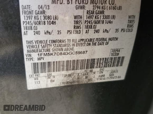 ✅ 2013 Ford Explorer XLT • VIN: 1FM5K7D84DGC59687 • Lot: 90239015. Wystawiony na Copart z przebiegiem 162 878 mil. Bezpłatny archiwum sprzedaży aukcyjnych z USA i szczegółowy raport historii pojazdu na DreamBid. Zdjęcie 14.