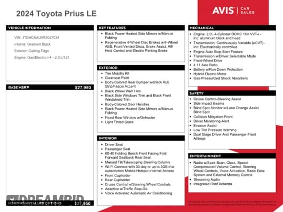 2024 Toyota Prius LE with VIN JTDACAAU9R3027034, listed as a Copart auction lot 85273445 with 17,852 mi miles and Clean title. Bid and sale history available at DreamBid. Image 12.