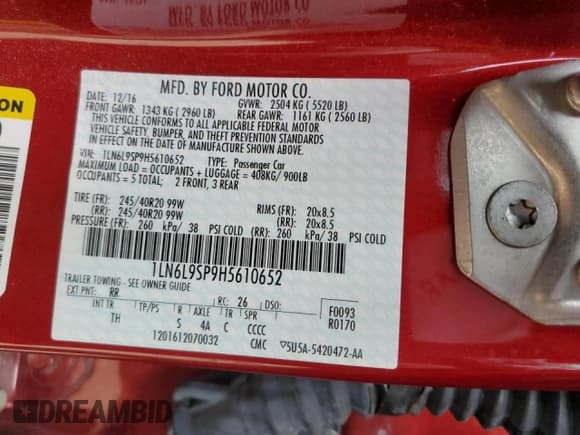 ✅ 2017 Lincoln Continental Select • VIN: 1LN6L9SP9H5610652 • Лот: 41947913. Опубликован ранее на Copart с пробегом 30 739 миль. Бесплатный доступ к архиву аукционных продаж из США и подробный отчёт об истории автомобиля на DreamBid. Изображение 14.