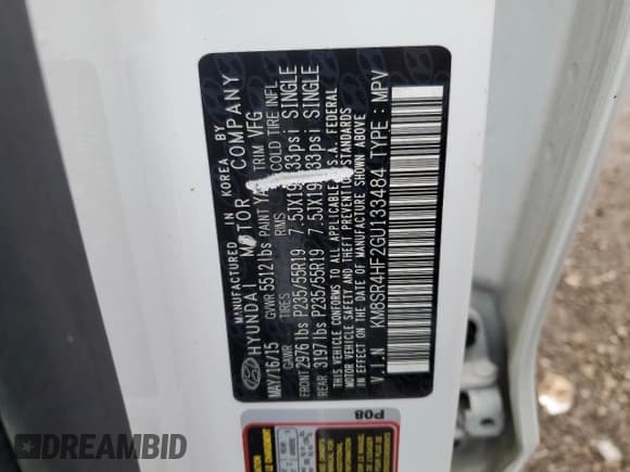 ✅ 2016 Hyundai Santa Fe Limited • VIN: KM8SR4HF2GU133484 • Лот: 58156335. Опубликован ранее на Copart с пробегом 120 428 миль. Бесплатный доступ к архиву аукционных продаж из США и подробный отчёт об истории автомобиля на DreamBid. Изображение 13.