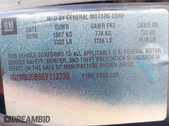 ✅ 2006 Pontiac Solstice • VIN: 1G2MB35B66Y112730 • Лот: 42333053. Опубликован ранее на IAAI с пробегом 65 255 миль. Бесплатный доступ к архиву аукционных продаж из США и подробный отчёт об истории автомобиля на DreamBid. Изображение 9.