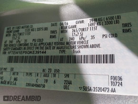 ✅ 2016 Ford F-150 XLT • VIN: 1FTEW1EP5GKE39144 • Lot: 41999627. Listed on IAAI with 86,530 mi. Free auction sales archive from the USA and detailed vehicle history report at DreamBid. Image 9.