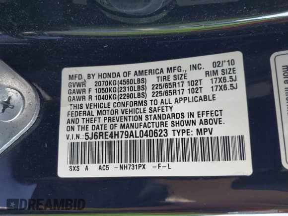 ✅ 2010 Honda CR-V EX-L • VIN: 5J6RE4H79AL040623 • Лот: 43274115. Опубликован ранее на IAAI с пробегом 111 171 миль. Бесплатный доступ к архиву аукционных продаж из США и подробный отчёт об истории автомобиля на DreamBid. Изображение 9.