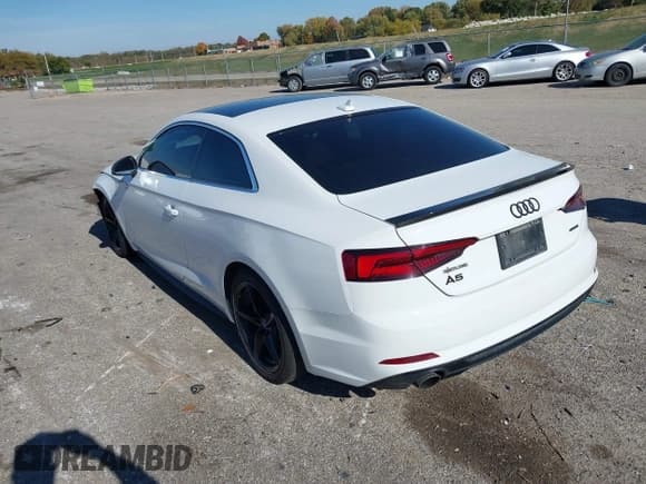 ✅ 2019 Audi A5 Premium • VIN: WAUSNAF53KA048671 • Lot: 43597552. Listed on IAAI with 69,686 mi. Free auction sales archive from the USA and detailed vehicle history report at DreamBid. Image 3.