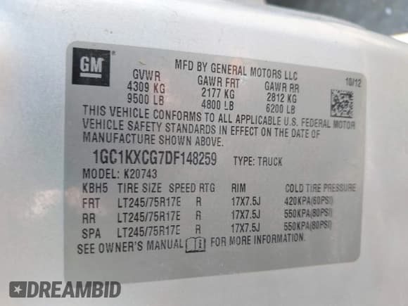 ✅ 2013 Chevrolet Silverado 2500HD LT • VIN: 1GC1KXCG7DF148259 • Lot: 42806211. Listed on IAAI with 350,072 mi. Free auction sales archive from the USA and detailed vehicle history report at DreamBid. Image 9.