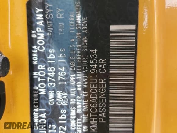 ✅ 2014 Hyundai Veloster • VIN: KMHTC6AD0EU194534 • Lot: 73963234. Wystawiony na Copart z przebiegiem Nie podano. Bezpłatny archiwum sprzedaży aukcyjnych z USA i szczegółowy raport historii pojazdu na DreamBid. Zdjęcie 13.