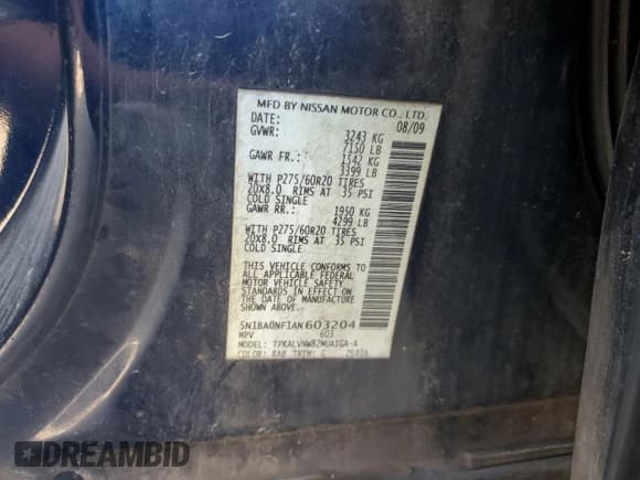 ✅ 2010 Nissan Armada Platinum • VIN: 5N1BA0NF1AN603204 • Lot: 66691945. Wystawiony na Copart z przebiegiem 206 147 mil. Bezpłatny archiwum sprzedaży aukcyjnych z USA i szczegółowy raport historii pojazdu na DreamBid. Zdjęcie 14.