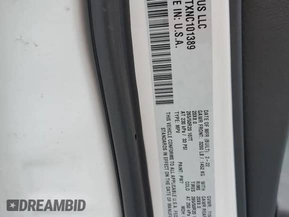 2022 Dodge Durango R/T with VIN 1C4SDHCTXNC101389, listed as a Copart auction lot 58491235 with 37,429 mi miles and Salvage title. Bid and sale history available at DreamBid. Image 13.
