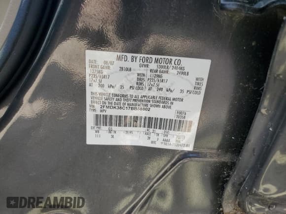 ✅ 2007 Ford Edge SEL • VIN: 2FMDK38C17BB58802 • Lot: 80706495. Wystawiony na Copart z przebiegiem 114 094 mil. Bezpłatny archiwum sprzedaży aukcyjnych z USA i szczegółowy raport historii pojazdu na DreamBid. Zdjęcie 13.