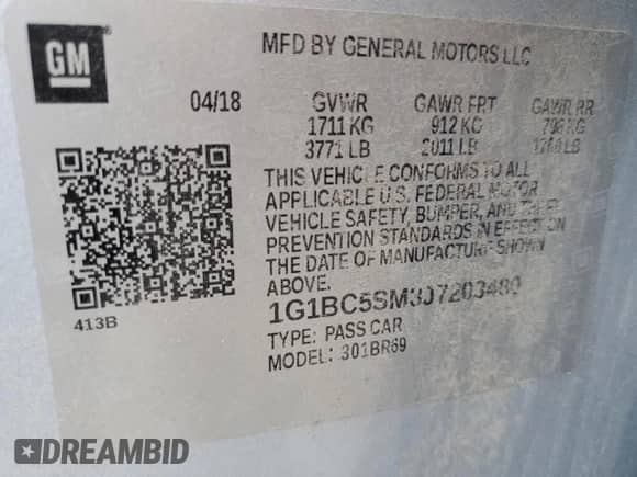 ✅ 2018 Chevrolet Cruze LS • VIN: 1G1BC5SM3J7203480 • Лот: 68163242. Размещён на Copart с пробегом Не указан миль. Получите бесплатный доступ к архиву аукционных продаж из США и посмотрите подробный отчёт об истории автомобиля на DreamBid. Изображение 12.