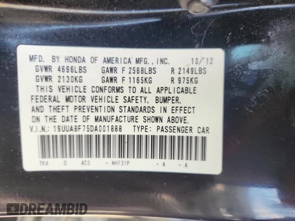 ✅ 2013 Acura TL Advance • VIN: 19UUA8F75DA001888 • Lot: 85690705. Wystawiony na Copart z przebiegiem 120 284 mil. Bezpłatny archiwum sprzedaży aukcyjnych z USA i szczegółowy raport historii pojazdu na DreamBid. Zdjęcie 12.