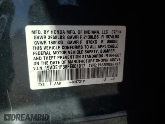 ✅ 2015 Acura ILX • VIN: 19VDE1F38FE001917 • Lot: 82616195. Wystawiony na Copart z przebiegiem 166 212 mil. Bezpłatny archiwum sprzedaży aukcyjnych z USA i szczegółowy raport historii pojazdu na DreamBid. Zdjęcie 12.