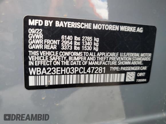 ✅ 2023 BMW 7 Series 740i • VIN: WBA23EH03PCL47281 • Lot: 86494515. Wystawiony na Copart z przebiegiem 58 136 mil. Bezpłatny archiwum sprzedaży aukcyjnych z USA i szczegółowy raport historii pojazdu na DreamBid. Zdjęcie 12.