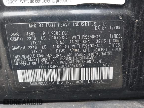 ✅ 2010 Subaru Outback Premium • VIN: 4S4BRBBC5A3346753 • Lot: 42634493. Wystawiony na IAAI z przebiegiem 253 974 mil. Bezpłatny archiwum sprzedaży aukcyjnych z USA i szczegółowy raport historii pojazdu na DreamBid. Zdjęcie 9.