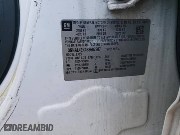 2014 Chevrolet Captiva Sport LTZ с VIN 3GNAL4EK4ES507987, выставлен на аукционе Copart как лот 87319334 с пробегом 165 667 миль миль и Чистый • Clean title. История ставок и продаж доступна на DreamBid. Изображение 13.