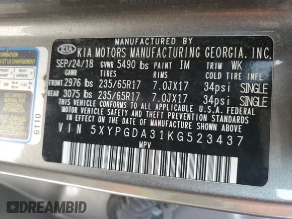 ✅ 2019 Kia Sorento LX • VIN: 5XYPGDA31KG523437 • Lot: 57424965. Wystawiony na Copart z przebiegiem 205 492 mil. Bezpłatny archiwum sprzedaży aukcyjnych z USA i szczegółowy raport historii pojazdu na DreamBid. Zdjęcie 14.