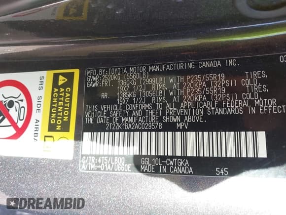 ✅ 2010 Lexus RX 350 • VIN: 2T2ZK1BA2AC029578 • Lot: 43652338. Wystawiony na IAAI z przebiegiem 108 866 mil. Bezpłatny archiwum sprzedaży aukcyjnych z USA i szczegółowy raport historii pojazdu na DreamBid. Zdjęcie 9.