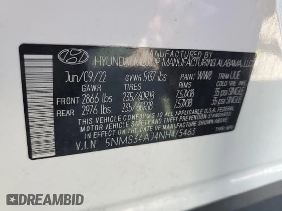 ✅ 2022 Hyundai Santa Fe SEL • VIN: 5NMS34AJ4NH475463 • Lot: 62287244. Wystawiony na Copart z przebiegiem 57 621 mil. Bezpłatny archiwum sprzedaży aukcyjnych z USA i szczegółowy raport historii pojazdu na DreamBid. Zdjęcie 14.