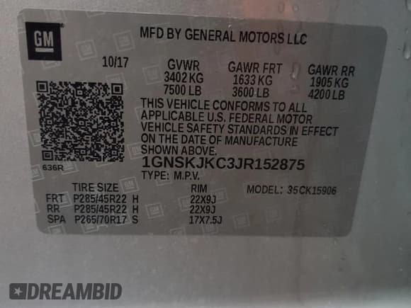 ✅ 2018 Chevrolet Suburban Premier • VIN: 1GNSKJKC3JR152875 • Lot: 77623194. Wystawiony na Copart z przebiegiem 167 335 mil. Bezpłatny archiwum sprzedaży aukcyjnych z USA i szczegółowy raport historii pojazdu na DreamBid. Zdjęcie 13.