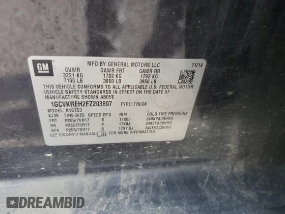 ✅ 2015 Chevrolet Silverado 1500 LT • VIN: 1GCVKREH2FZ203897 • Лот: 70710974. Опубликован ранее на Copart с пробегом 198 561 миль. Бесплатный доступ к архиву аукционных продаж из США и подробный отчёт об истории автомобиля на DreamBid. Изображение 12.