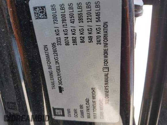 ✅ 2019 Chevrolet Silverado 1500 LTZ • VIN: 3GCUYGEL1KG126095 • Lot: 74836424. Wystawiony na Copart z przebiegiem 81 991 mil. Bezpłatny archiwum sprzedaży aukcyjnych z USA i szczegółowy raport historii pojazdu na DreamBid. Zdjęcie 12.