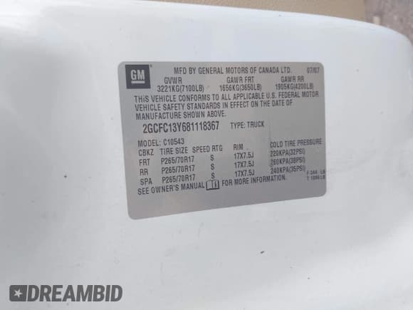 ✅ 2008 Chevrolet Silverado 1500 • VIN: 2GCFC13Y681118367 • Lot: 42632087. Wystawiony na IAAI z przebiegiem 99 623 mil. Bezpłatny archiwum sprzedaży aukcyjnych z USA i szczegółowy raport historii pojazdu na DreamBid. Zdjęcie 9.