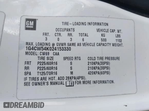 ✅ 2002 Buick Park Avenue • VIN: 1G4CW54K024153330 • Lot: 42664567. Listed on IAAI with 248,766 mi. Free auction sales archive from the USA and detailed vehicle history report at DreamBid. Image 9.