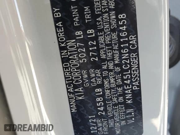 ✅ 2022 Kia Stinger GT1 • VIN: KNAE45LC2N6116458 • Лот: 53436314. Опубликован ранее на Copart с пробегом 23 372 миль. Бесплатный доступ к архиву аукционных продаж из США и подробный отчёт об истории автомобиля на DreamBid. Изображение 14.