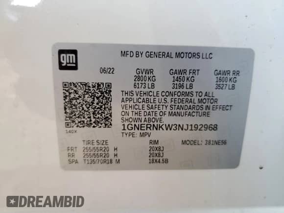 2022 Chevrolet Traverse High Country z VIN 1GNERNKW3NJ192968, wystawiony jako Copart lot #70439884 z przebiegiem 42 420 mil mil oraz Szkoda całkowita • Salvage title. Historia ofert i sprzedaży dostępna na DreamBid. Obrazek 13.