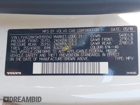 ✅ 2019 Volvo XC60 Momentum • VIN: LYVA22RK5KB191242 • Lot: 42697675. Wystawiony na IAAI z przebiegiem 64 410 mil. Bezpłatny archiwum sprzedaży aukcyjnych z USA i szczegółowy raport historii pojazdu na DreamBid. Zdjęcie 9.