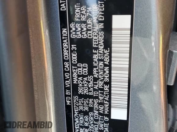 ✅ 2021 Volvo V60 • VIN: YV4102WK7M1072755 • Lot: 65976425. Wystawiony na Copart z przebiegiem 85 902 mil. Bezpłatny archiwum sprzedaży aukcyjnych z USA i szczegółowy raport historii pojazdu na DreamBid. Zdjęcie 13.