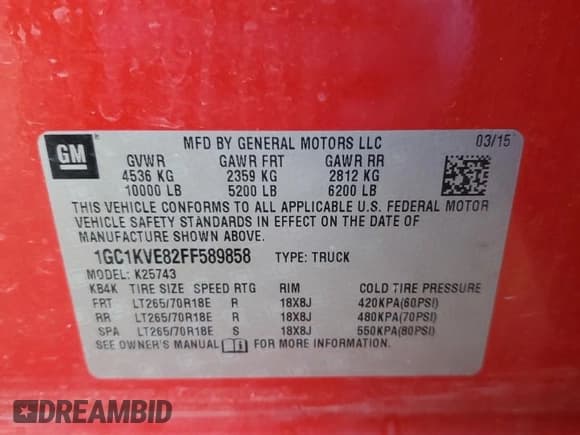 ✅ 2015 Chevrolet Silverado 2500HD LT • VIN: 1GC1KVE82FF589858 • Lot: 75912144. Listed on Copart with 226,535 mi. Free auction sales archive from the USA and detailed vehicle history report at DreamBid. Image 12.