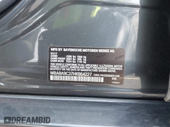 ✅ 2017 BMW 3 Series 320i • VIN: WBA8A9C37HK864227 • Лот: 42913451. Опубликован ранее на IAAI с пробегом 144 737 миль. Бесплатный доступ к архиву аукционных продаж из США и подробный отчёт об истории автомобиля на DreamBid. Изображение 9.