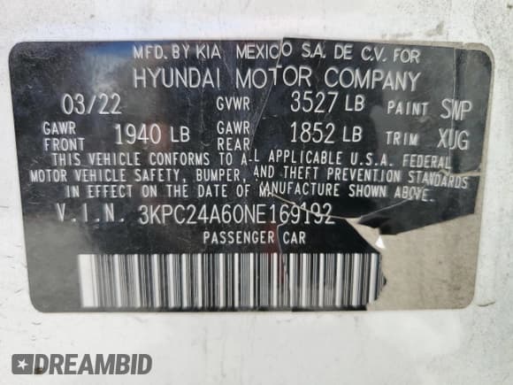 ✅ 2022 Hyundai Accent SE • VIN: 3KPC24A60NE169192 • Лот: 57566483. Опубликован ранее на Copart с пробегом 24 599 миль. Бесплатный доступ к архиву аукционных продаж из США и подробный отчёт об истории автомобиля на DreamBid. Изображение 13.