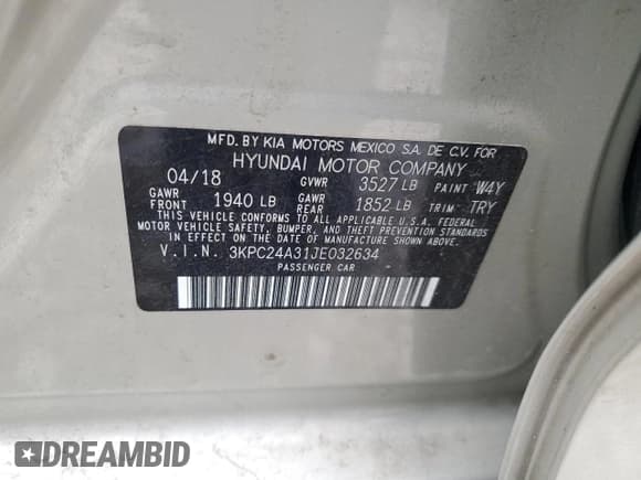 ✅ 2018 Hyundai Accent SE • VIN: 3KPC24A31JE032634 • Лот: 79111084. Опубликован ранее на Copart с пробегом 69 173 миль. Бесплатный доступ к архиву аукционных продаж из США и подробный отчёт об истории автомобиля на DreamBid. Изображение 12.