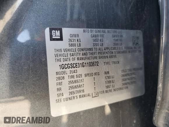 2016 Chevrolet Colorado 2WD LT z VIN 1GCGSCE31G1103672, wystawiony jako Copart lot #85405165 z przebiegiem 134 666 mil mil oraz Szkoda całkowita • Salvage title. Historia ofert i sprzedaży dostępna na DreamBid. Obrazek 12.