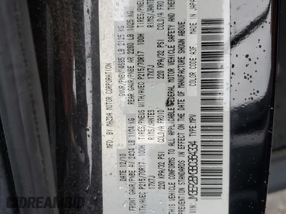 ✅ 2011 Mazda CX-7 i Sport • VIN: JM3ER2BM3B0364334 • Лот: 86318155. Опубликован ранее на Copart с пробегом 164 883 миль. Бесплатный доступ к архиву аукционных продаж из США и подробный отчёт об истории автомобиля на DreamBid. Изображение 13.