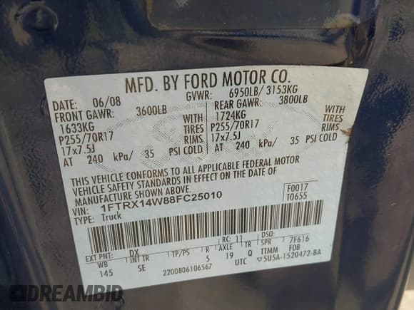 ✅ 2008 Ford F-150 STX • VIN: 1FTRX14W88FC25010 • Lot: 42941390. Wystawiony na IAAI z przebiegiem 127 879 mil. Bezpłatny archiwum sprzedaży aukcyjnych z USA i szczegółowy raport historii pojazdu na DreamBid. Zdjęcie 9.