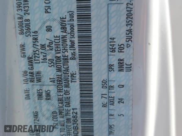 ✅ 2006 Ford Econoline Passenger XL • VIN: 1FBNE31L66DB36821 • Lot: 50056665. Listed on Copart with 151,997 mi. Free auction sales archive from the USA and detailed vehicle history report at DreamBid. Image 15.