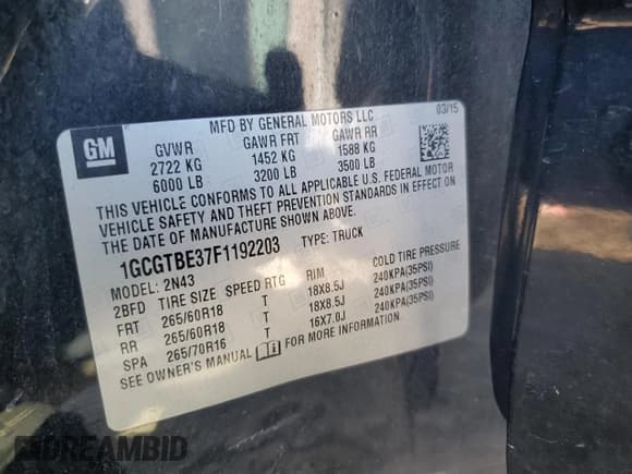 ✅ 2015 Chevrolet Colorado 4WD LT • VIN: 1GCGTBE37F1192203 • Lot: 47643255. Wystawiony na Copart z przebiegiem 114 396 mil. Bezpłatny archiwum sprzedaży aukcyjnych z USA i szczegółowy raport historii pojazdu na DreamBid. Zdjęcie 13.